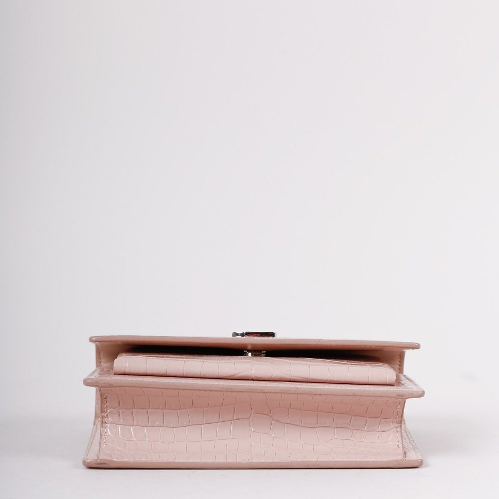 Saint Laurent Powder Pink Croc Mini Sunset Bag - Picture 4 of 9